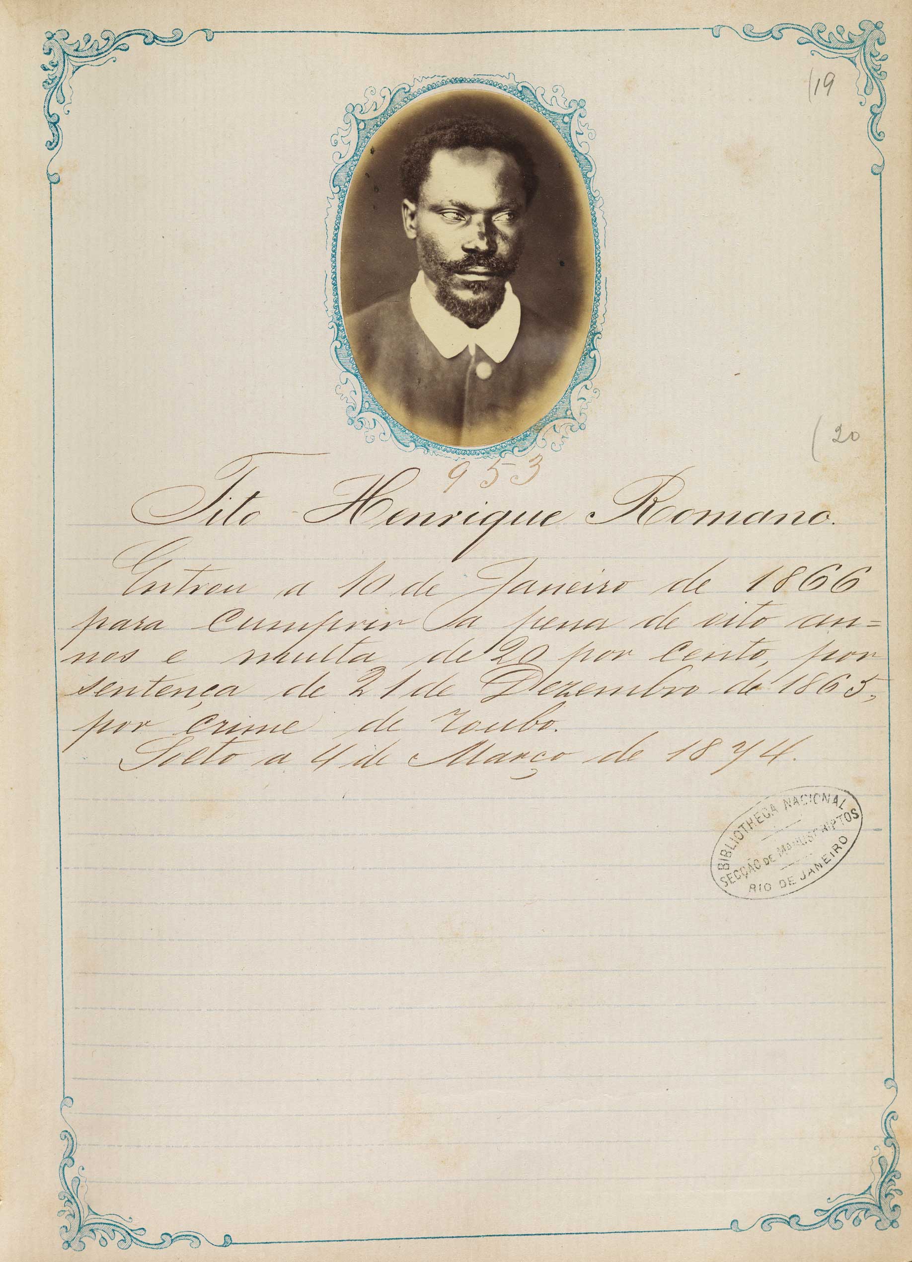 T.H. Romano, Africano Livre, 1866 Casa de Coreção